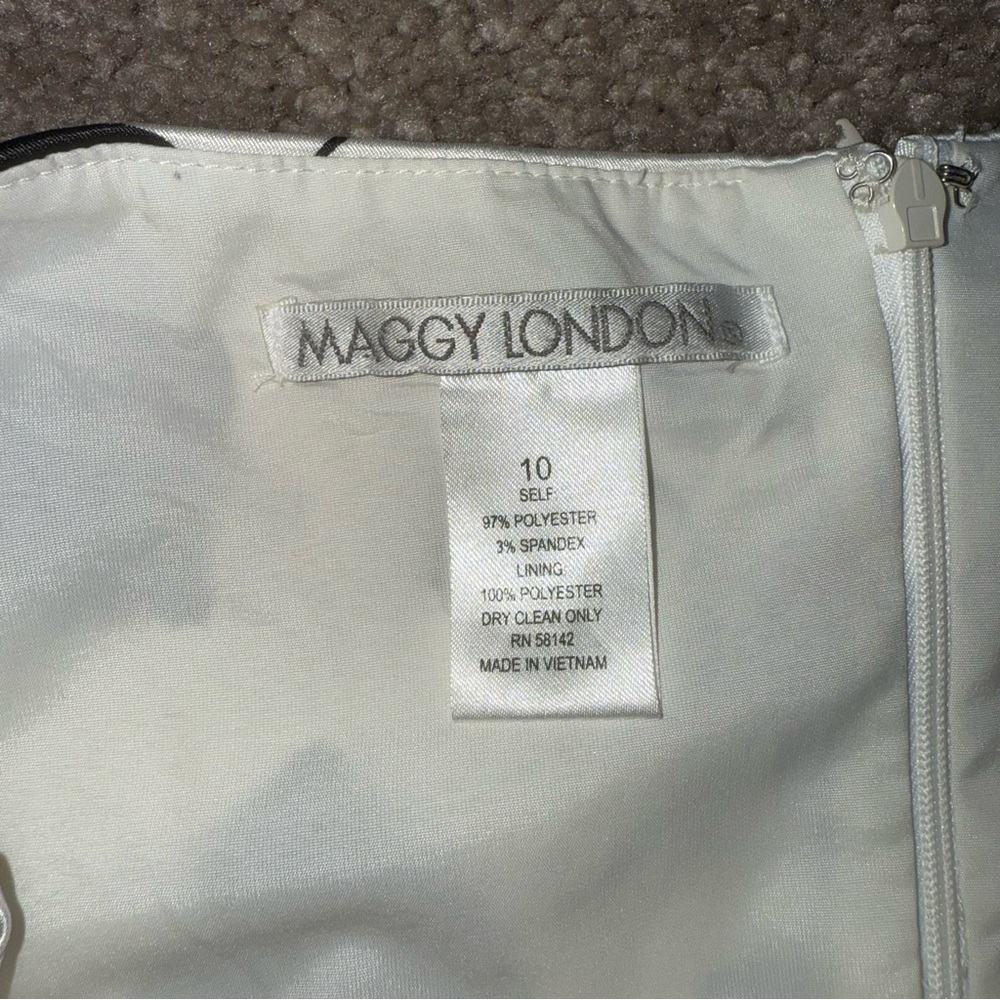 Maggy London One Shoulder Black and White Dress - Picture 4 of 6
